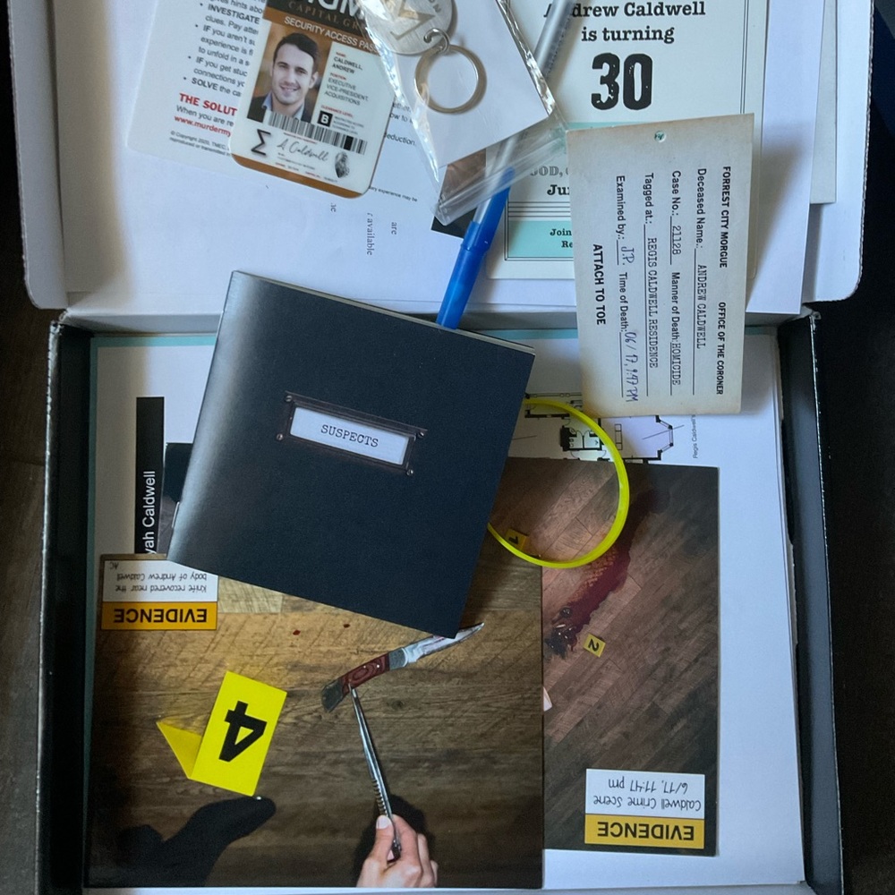Murder mystery game in a box